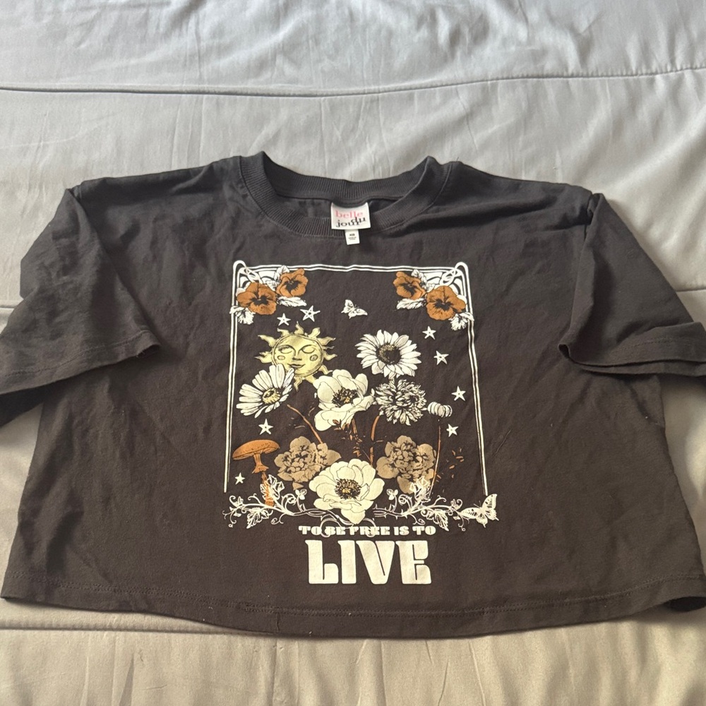 Gray Graphic Crop Top